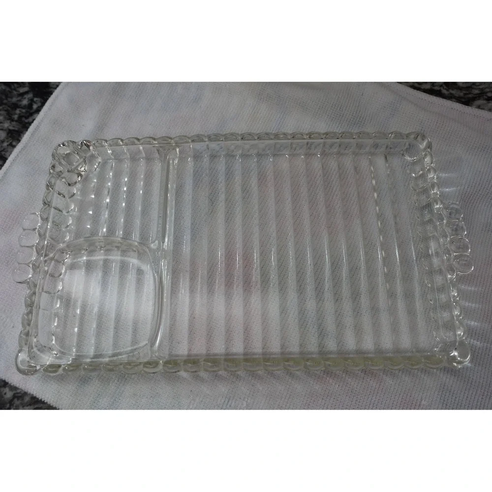 Vintage Hazel Atlas Glass‎ Snack Tray: 5-Compartment Relish Dish